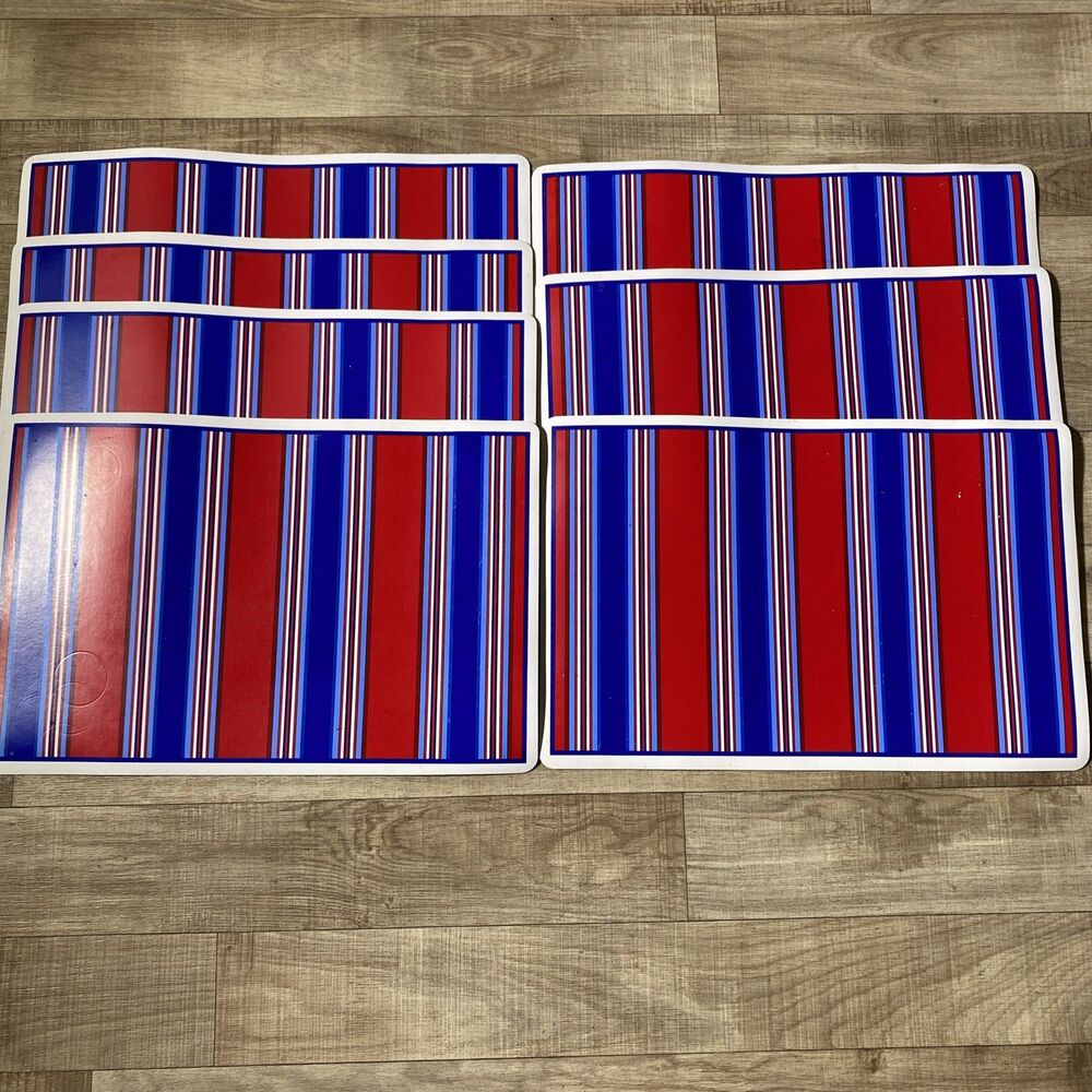 Vinyl Vintage Placemats Set Of 4 Rectangle Striped 1980s Cottage Core